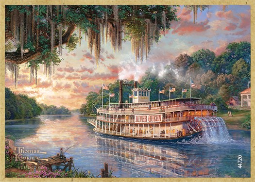 The River Queen wood fridge magnet featuring the artwork of Thomas Kinkade