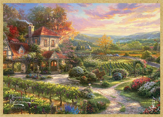 Wine Country Living wood fridge magnet featuring the artwork of Thomas Kinkade