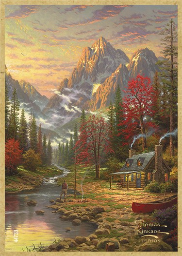 The Good Life wood fridge magnet featuring the artwork of Thomas Kinkade