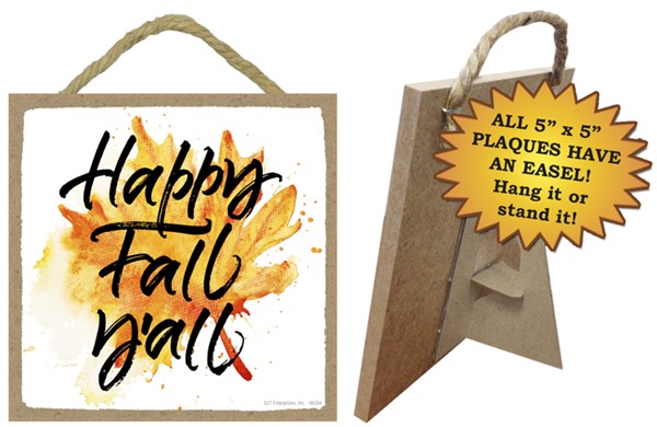 Happy Fall yall / Autumn / Halloween themed 5" x 5" wood plaque