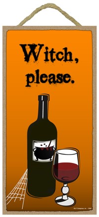 Witch please.  Wine bottle and glass with spider web  / Autumn / Halloween theme
