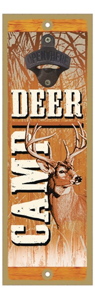Deer Camp  orange colors with deer  bottle opener wood plaque / sign