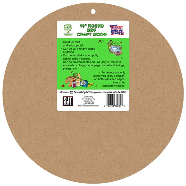 10" round with .25" hole at top MDF wood for crafting