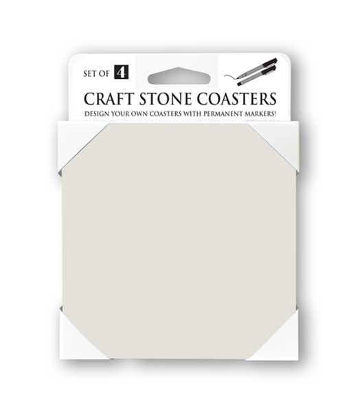 4" x 4" absorbent stone table coasters - 4-pack - in retail package