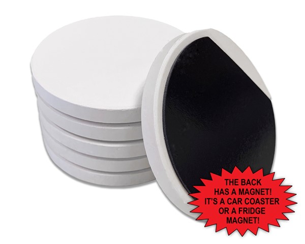 2.6" round car coaster with magnet - 100 per box / for crafting fun