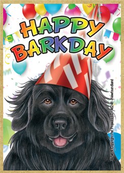 Newfoundland Happy Barkday wood fridge magnet