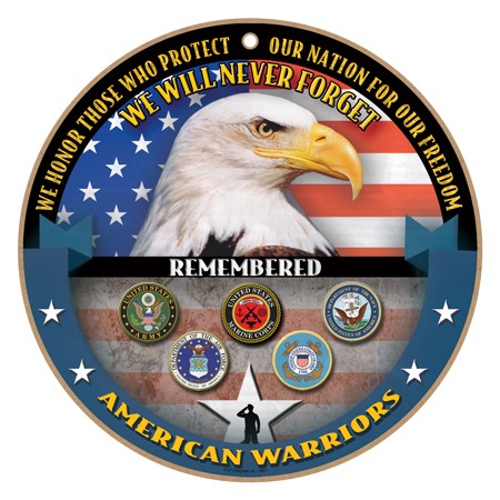 We Will Never Forget - American Warriors - Bald Eagle on Flag