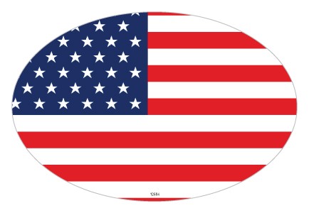 American Flag (Plain) 4" x 6" oval car magnet. Waterproof and UV resistant.