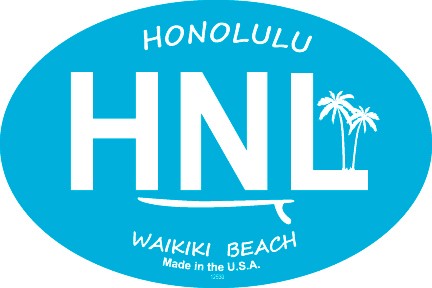 HNL - Honolulu - Waikiki Beach (blue bkgd & white text)