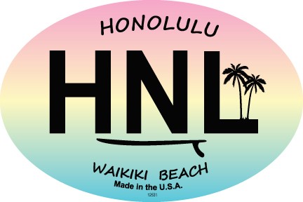 HNL - Honolulu - Waikiki Beach (rainbow bkgd)