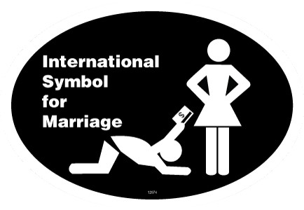 International symbol for marriage (black background with man on ground