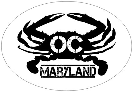 Maryland - Crab Outline with "OC" stenciled in white - white background