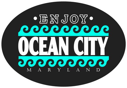 Maryland - Enjoy Ocean City, Maryland - Aqua waves on black background
