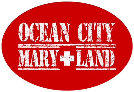 Maryland - Ocean City - Life guard style - Red with white stenciled letters