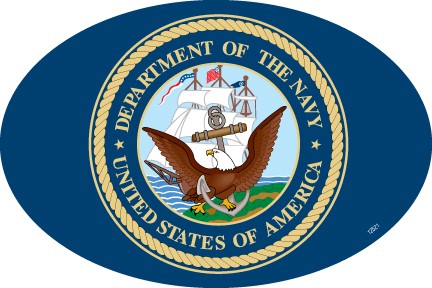 Navy Logo Waterproof and UV Resistant Oval Card Magnet