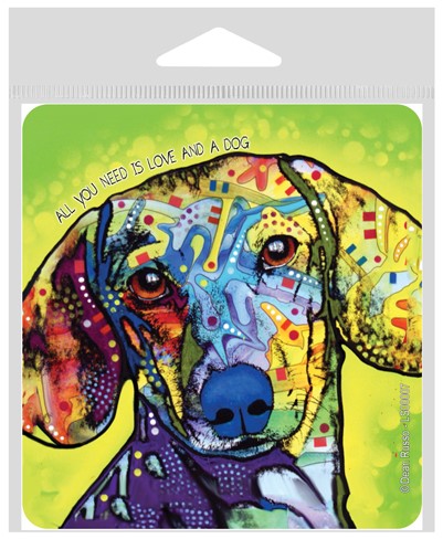 Dachshund (All you need) large 4" x 4.25" vinyl sticker