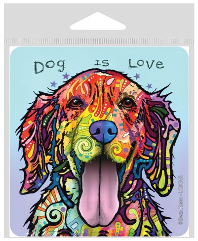 Golden Retriever - 1 (Dog is Love) large 4" x 4.25" vinyl sticker