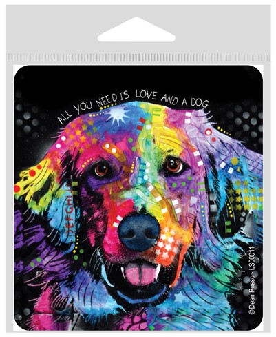 Golden Retriever - 2 (All you need) large 4" x 4.25" vinyl sticker