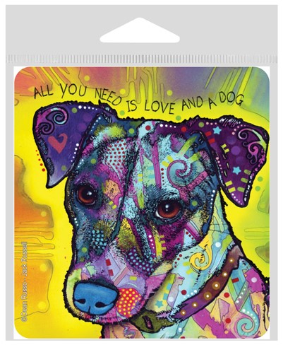 Jack Russell (All you need) large 4" x 4.25" vinyl sticker