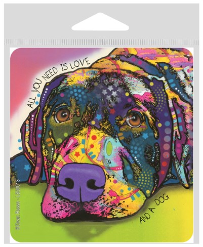 Labrador - 2 (All you need) large 4" x 4.25" vinyl sticker