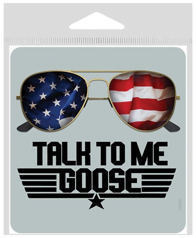 Talk to me Goose (American flag on sunglasses, top gun look) large 4" x 4.25" vi