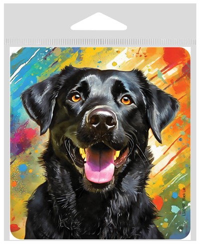 Black Lab - Painted Background - Vinyl Sticker
