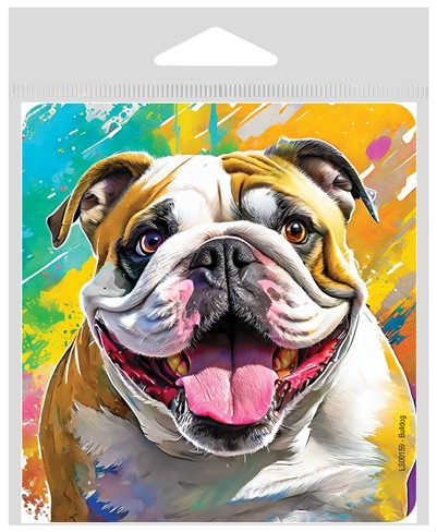 Bulldog - Painted Background - Vinyl Sticker
