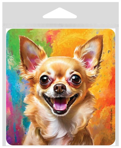 Chihuahua (Tan) - Painted Background - Vinyl Sticker