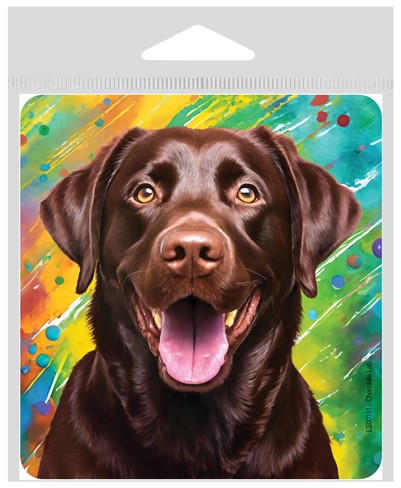 Chocolate Lab - Painted Background - Vinyl Sticker