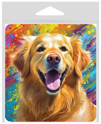 Golden Retriever - Painted Background - Vinyl Sticker