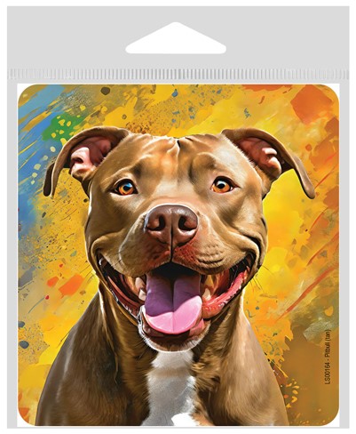 Pitbull (Brown) - Painted Background - Vinyl Sticker