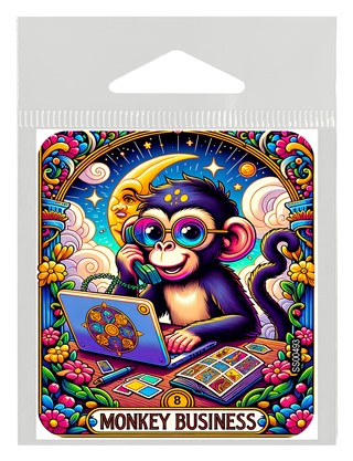 Monkey Business Tarot Card Sticker