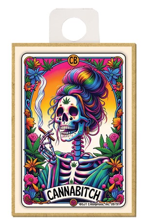 The Cannabitch Tarot Card Wood Magnet