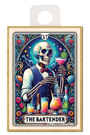 The Bartender Tarot Card Wood Magnet
