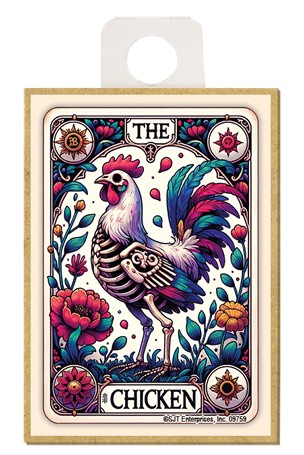 The Chicken Tarot Card Wood Magnet