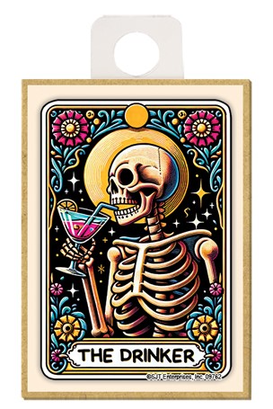 The Drinker Tarot Card Wood Magnet