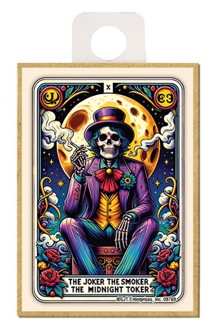 The Joker, The Smoker, The Midnight Toker Tarot Card Wood Magnet