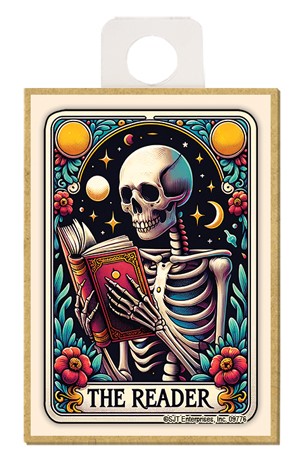 The Reader (male skeleton) Tarot Card Wood Magnet