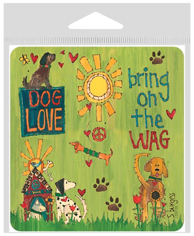 Dog Love - Bring on the wag large sticker.