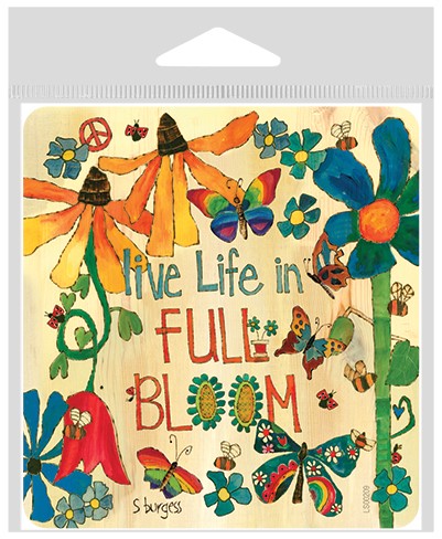 Live life in full bloom large sticker.