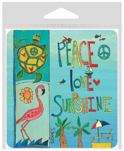 Peace love sunshine large sticker.