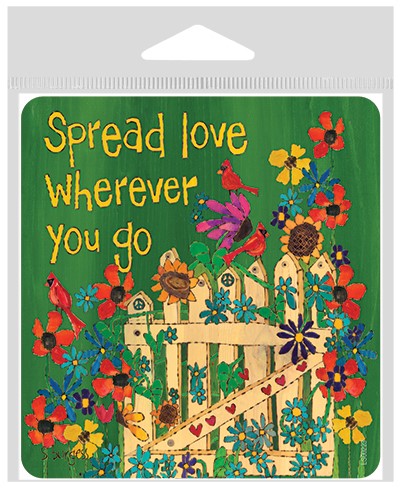 Spread love wherever you go large sticker.