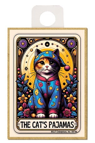 The Cat's Pajamas Tarot Card Wood Magnet