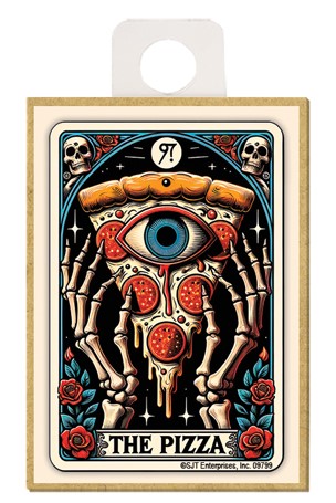 The Pizza Tarot Card Wood Magnet