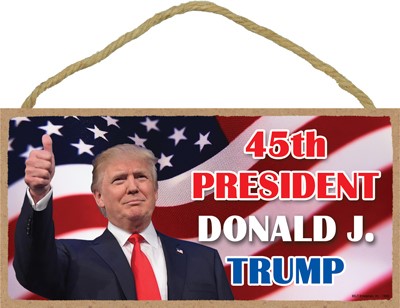 Trump - 45th President Donald J. Trump (thumbs up) Wood Plaque