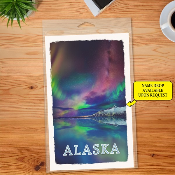 Northern Lights swirling over mountains Journal  5.5" x 8.5" Booklet